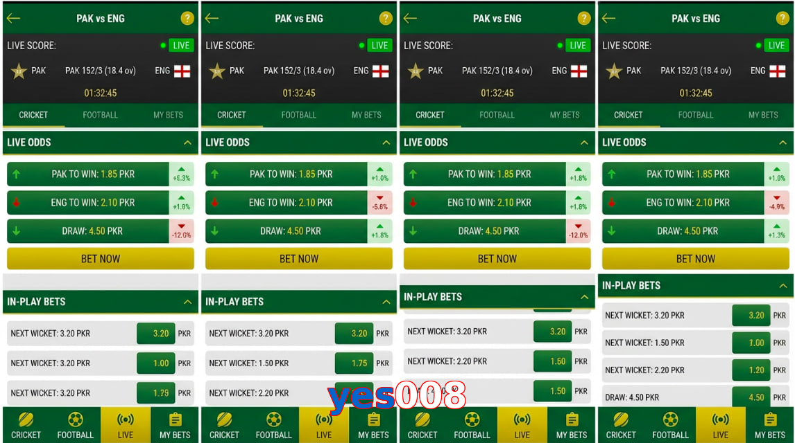 Game list for Yes008 bet section