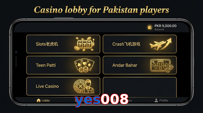Lobby view of Yes008 for Pakistan users